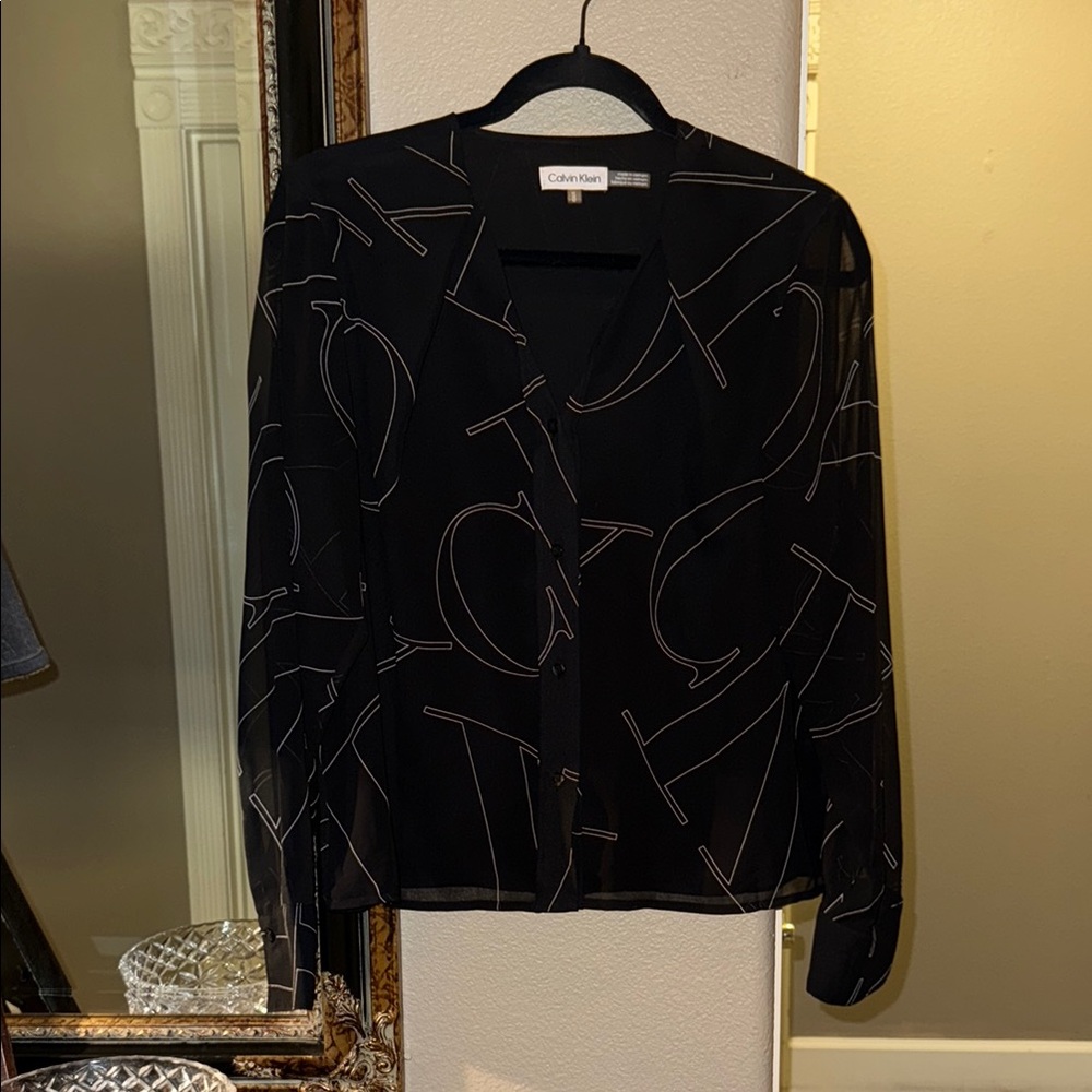 Calvin Klein Black Sheer Blouse